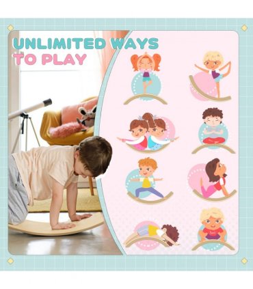 AIYAPLAY Kids Wooden Balance Board for Children, for 3-8 Years Old, Natural