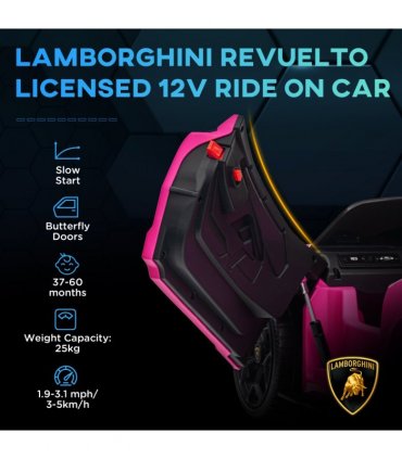 AIYAPLAY Lamborghini Revuelto Licensed Ride On Car, with Suspension, Pink