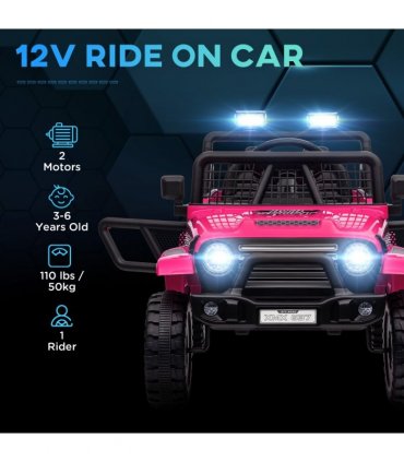 AIYAPLAY Kids Ride On Car, 12V Electric Truck w/ Suspension - Pink