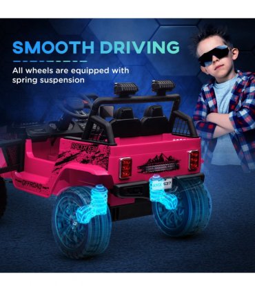 AIYAPLAY Kids Ride On Car, 12V Electric Truck w/ Suspension - Pink
