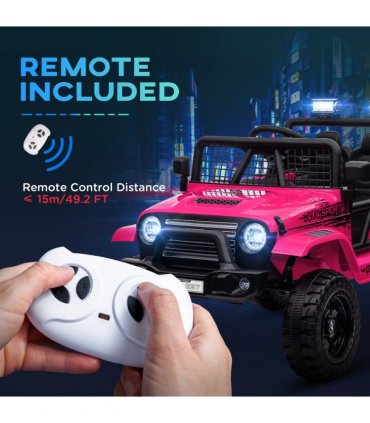 AIYAPLAY Kids Ride On Car, 12V Electric Truck w/ Suspension - Pink