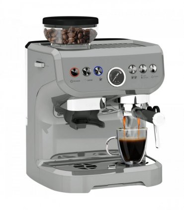 HOMCOM Espresso Machine, Bean Grinder & Steam Wand, 15 Bar Pressure, Silver.