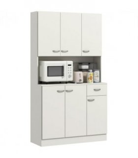 HOMCOM Freestanding Kitchen Cupboard, Storage Cabinet with Doors Cream White
