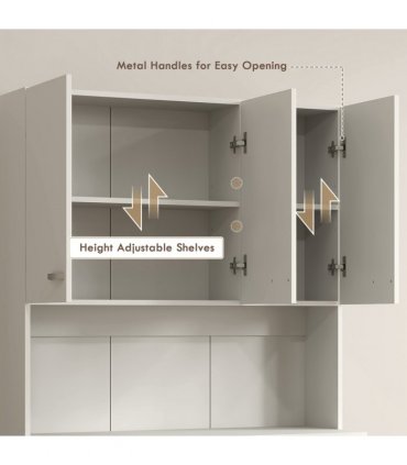 HOMCOM Freestanding Kitchen Cupboard, Storage Cabinet with Doors Cream White