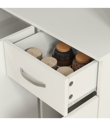 HOMCOM Freestanding Kitchen Cupboard, Storage Cabinet with Doors Cream White
