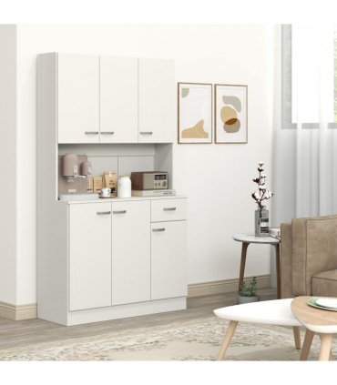 HOMCOM Freestanding Kitchen Cupboard, Storage Cabinet with Doors Cream White