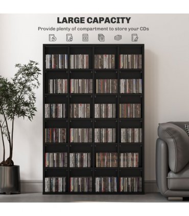 HOMCOM DVD CD Media Storage Rack, Video Display Unit, 89 x 130.5 cm, Black