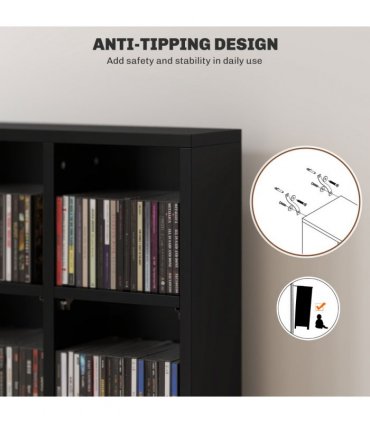 HOMCOM DVD CD Media Storage Rack, Video Display Unit, 89 x 130.5 cm, Black