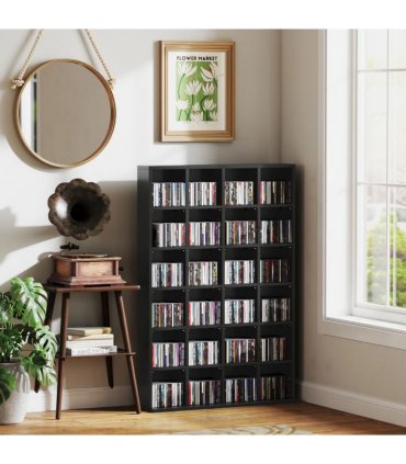 HOMCOM DVD CD Media Storage Rack, Video Display Unit, 89 x 130.5 cm, Black