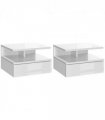 HOMCOM Nightstand Set of 2, Wall Mounted Bedside Cabinet, High Gloss White