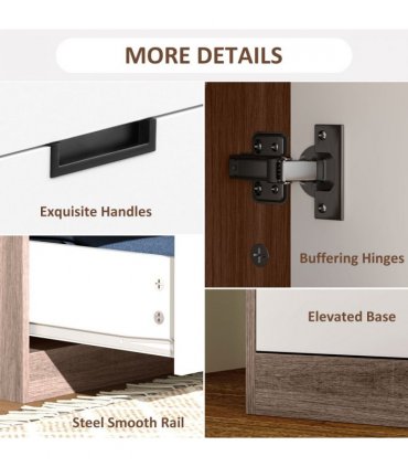 HOMCOM 2 Door Wardrobe Brown Wardrobe with 3 Drawer and Hanging Rod Brown