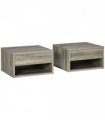 HOMCOM Floating Bedside Table Set of 2 Wall Mounted Nightstand Brown