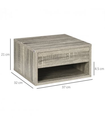 HOMCOM Floating Bedside Table Set of 2 Wall Mounted Nightstand Brown