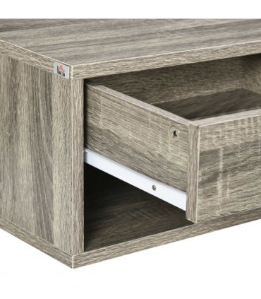 HOMCOM Floating Bedside Table Set of 2 Wall Mounted Nightstand Brown