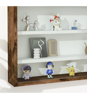 HOMCOM 5-Tier Wall Display Shelf Unit Cabinet w/ Shelves Glass Doors brown