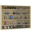 HOMCOM 5-Tier Wall Display Shelf Unit Cabinet w/ Shelves Glass Doors Oak