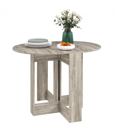 HOMCOM Folding Dining Table Foldable Drop Leaf Dinner Table for Kitchen Grey