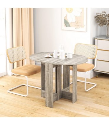 HOMCOM Folding Dining Table Foldable Drop Leaf Dinner Table for Kitchen Grey