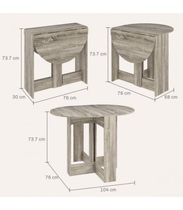 HOMCOM Folding Dining Table Foldable Drop Leaf Dinner Table for Kitchen Grey