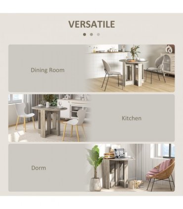 HOMCOM Folding Dining Table Foldable Drop Leaf Dinner Table for Kitchen Grey