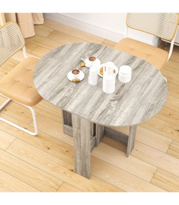 HOMCOM Folding Dining Table Foldable Drop Leaf Dinner Table for Kitchen Grey