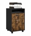 HOMCOM 60cm Storage Cabinet with Drawers and Open Shelf, Rustic Brown