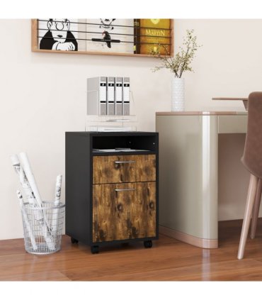 HOMCOM 60cm Storage Cabinet with Drawers and Open Shelf, Rustic Brown