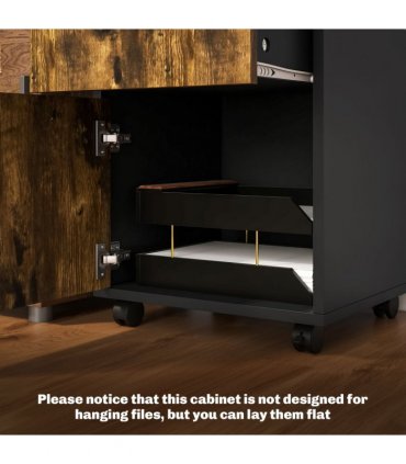 HOMCOM 60cm Storage Cabinet with Drawers and Open Shelf, Rustic Brown