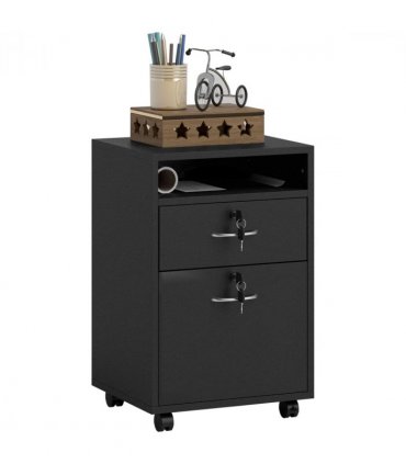 HOMCOM 60cm Storage Cabinet with Drawers and Open Shelf, Black