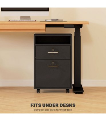HOMCOM 60cm Storage Cabinet with Drawers and Open Shelf, Black
