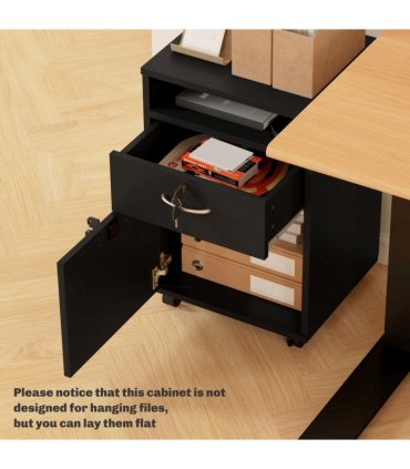 HOMCOM 60cm Storage Cabinet with Drawers and Open Shelf, Black
