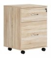 HOMCOM Pedestal Office Mobile Filing Cabinet 2 Drawer Wooden Storage Oak