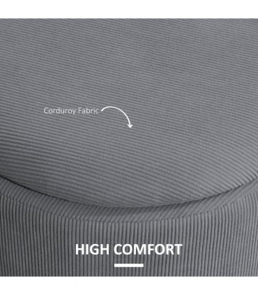 HOMCOM Fabric Storage Ottoman with Removable Lid, Set of 2, Light Grey
