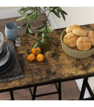 HOMCOM 5 Piece Bar Set, Industrial Kitchen and Chair Set Rustic Brown