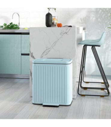 HOMCOM 2 x 20L Double Rubbish Bin, Pedal Bin with Soft-Close Lid, Light Green