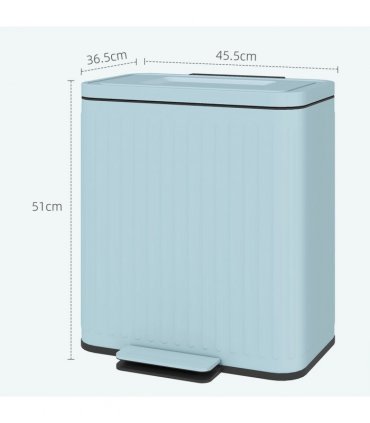 HOMCOM 2 x 20L Double Rubbish Bin, Pedal Bin with Soft-Close Lid, Light Green