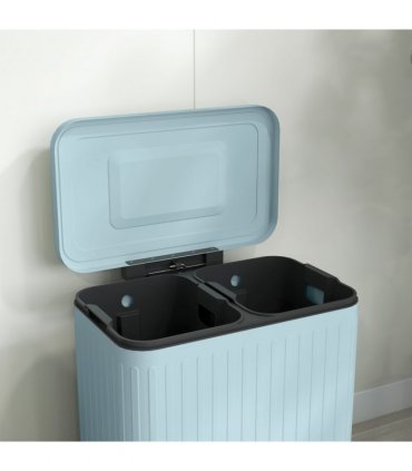 HOMCOM 2 x 20L Double Rubbish Bin, Pedal Bin with Soft-Close Lid, Light Green