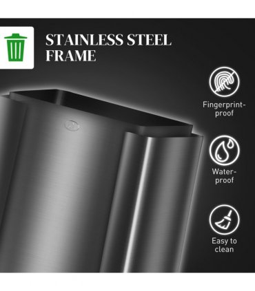 HOMCOM 3 x 15L Triple Kitchen Bin Pedal Bin for Recycling and Waste, Black