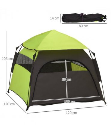 PawHut Foldable Dog Cat Tent with Waterproof Oxford Cloth, Carry Bag, Green