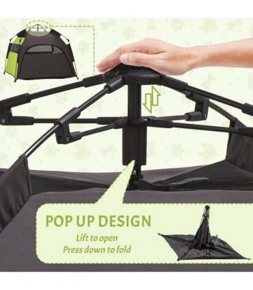 PawHut Foldable Dog Cat Tent with Waterproof Oxford Cloth, Carry Bag, Green