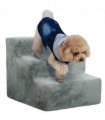 PawHut Three-Step Portable Dog Stairs with Washable Plush Cover, for Small Pets