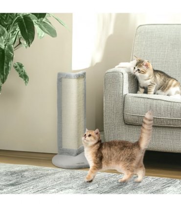 PawHut 56cm Corner Cat Scratching Post with Sisal Scratching Pad, Grey