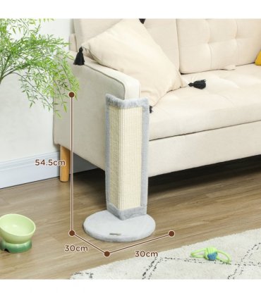 PawHut 56cm Corner Cat Scratching Post with Sisal Scratching Pad, Grey