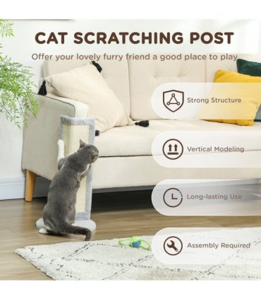 PawHut 56cm Corner Cat Scratching Post with Sisal Scratching Pad, Grey