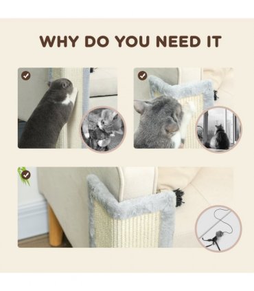 PawHut 56cm Corner Cat Scratching Post with Sisal Scratching Pad, Grey