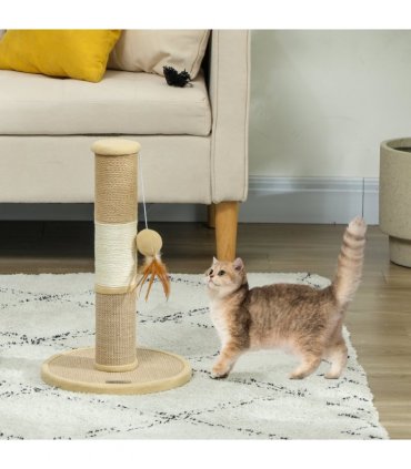 PawHut 47cm Tall Cat Scratching Post for Indoor Cats, with Sisal Rope, Brown
