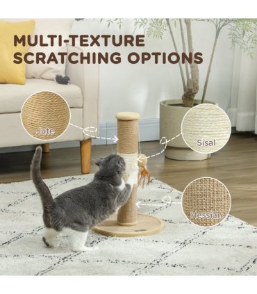 PawHut 47cm Tall Cat Scratching Post for Indoor Cats, with Sisal Rope, Brown