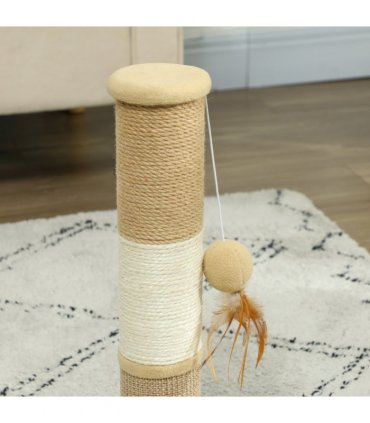 PawHut 47cm Tall Cat Scratching Post for Indoor Cats, with Sisal Rope, Brown