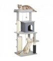 PawHut 132cm Cat Tree for Indoor Cats w/ Scratching Posts, Light Grey