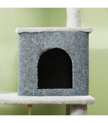 PawHut 132cm Cat Tree for Indoor Cats w/ Scratching Posts, Light Grey